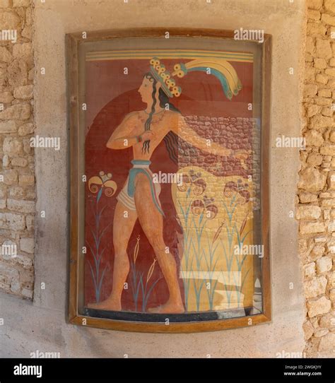 A Picture Of The Prince Of The Lilies Fresco At The Knossos Palace