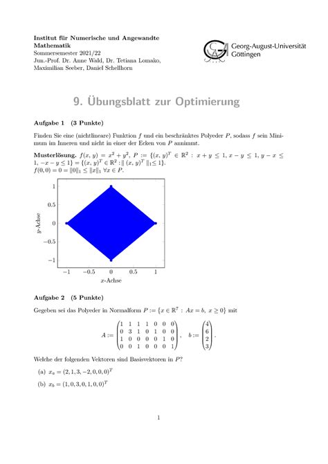 Blatt 09 Loesung Sommermester Institut für Numerische und