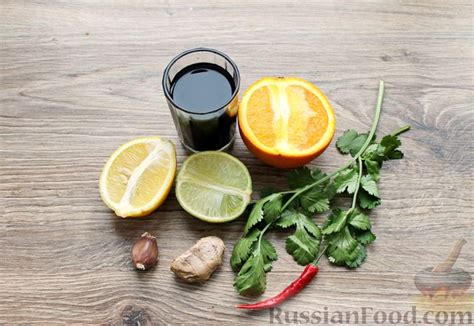 Рецепт: Соево-цитрусовый соус с имбирём и чесноком на RussianFood.com