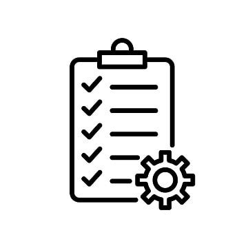 Linear Icon Of A Checklist Clipboard With Checked Boxes And A Gear Icon