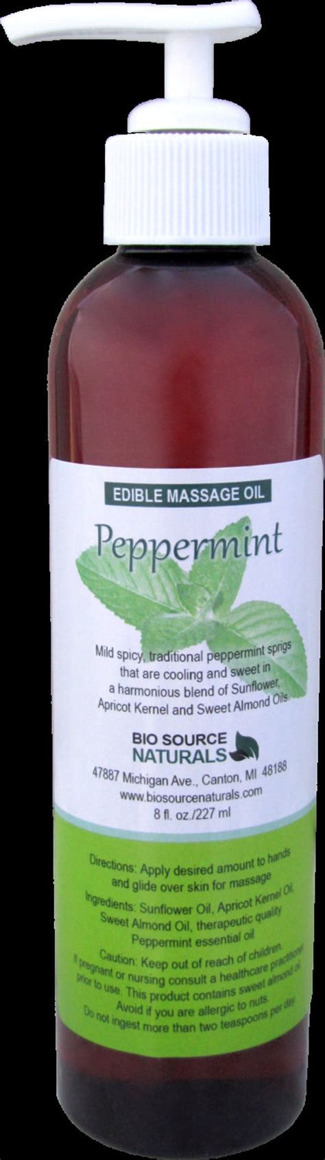 Edible Peppermint Massage Oil 8 Fl Oz 240 Ml By Biosourcenaturals