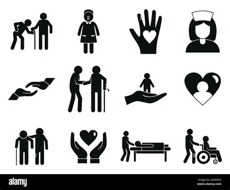 Caregiver Icons Set Simple Set Of Caregiver Vector Icons For Web