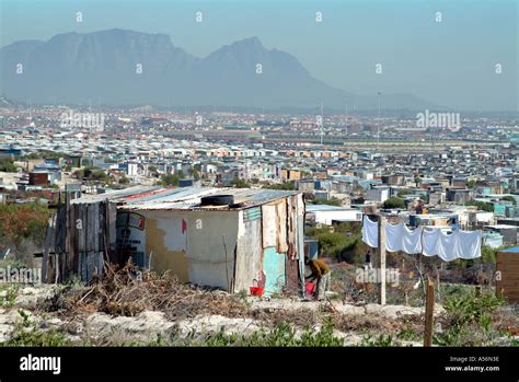 Khayelitsha Township Near Cape Town South Africa Rsa Backdrop Of Table