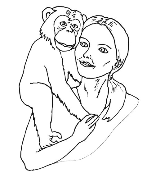 Chimpanzee With Jane Goodall Coloring Page Coloring Page Coloring Nation