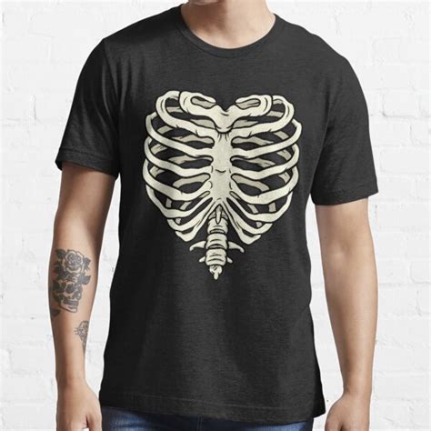 Skeleton Bones Rib Cage Hearth Funny Skull Costume Halloween T Shirt