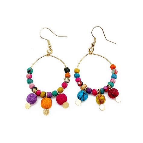 Small Aasha Earrings - Small Hoop with Dangle - Anju Jewelry