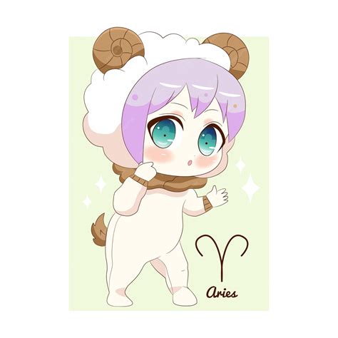 Un Dibujo De Dibujos Animados De Anime Del Signo Zodiacal De Aries Con