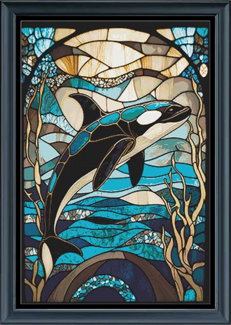 Stained Glass Cross Stitch Pattern 267x400 PDF Orca Etsy