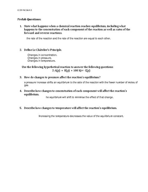 Lab 5 Equilibrium Le Chatelier S Principle Pre Lab CC BY NC SA 4