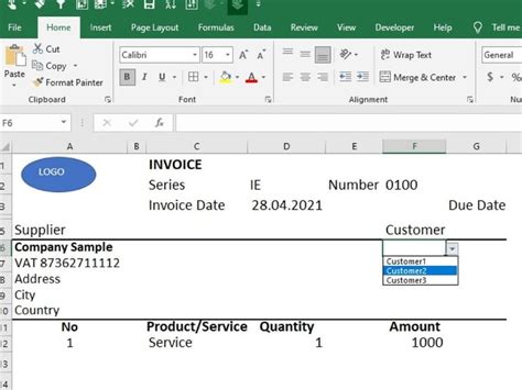 An Excel Invoice Template Upwork