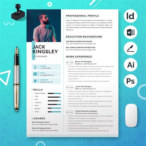 Ux Designer Clean And Modern Resume Template Word Cv Template Cover