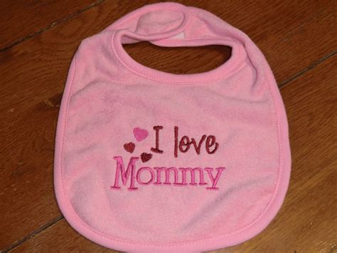 Embroidered Baby Bib I Love Mommy Pink Bib Girl Etsy