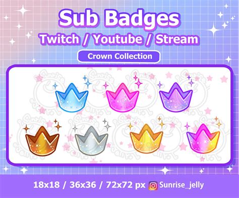 Twitch Sub Badges Crown Collection Bit Badges Rainbow Etsy