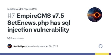 Empirecms V Setenews Php Has Sql Injection Vulnerability Issue