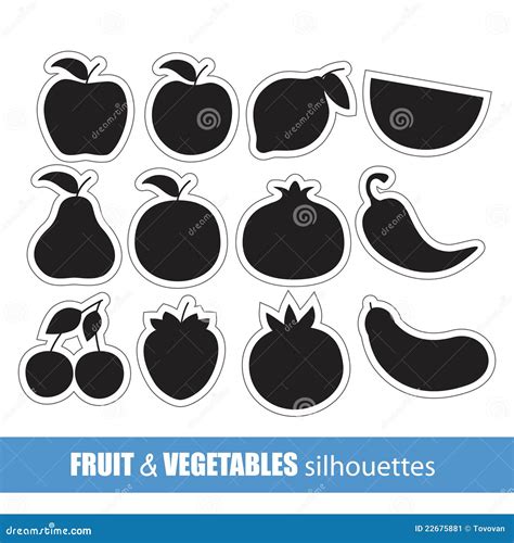 Fruit and Vegetables Silhouettes Stock Vector - Illustration of leaf, beautiful: 22675881