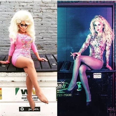 Two Pictures Of Women In Different Outfits One With Blonde Hair And The Other Without