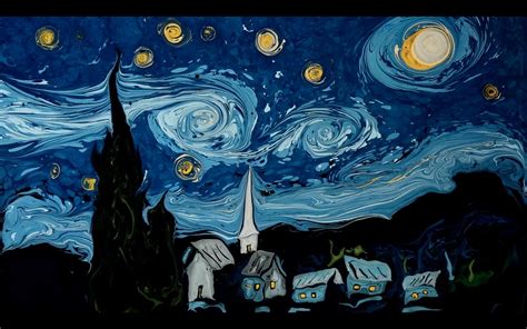 Réplica del cuadro La noche estrellada de Vincent van Gogh