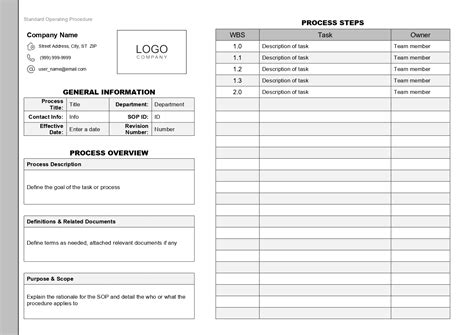 Standard Operating Procedure Sop Template 1 Onlyoffice Onlyoffice