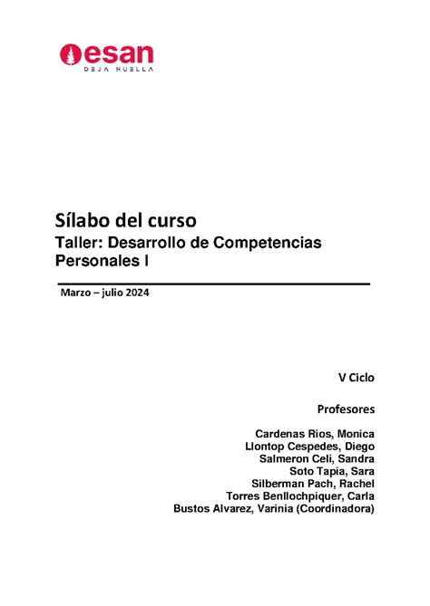 Silabo 2024 1 Taller De Desarrollo De Competencias Personales I