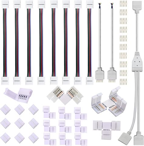 FSJEE 12MM 5PIN RGBW LED Strip Connector Kit With 16 4FT Extension