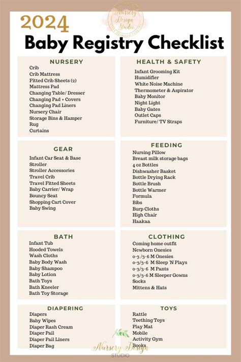 Baby Registry Checklist 2024 Printable Pdf Nursery Design Studio