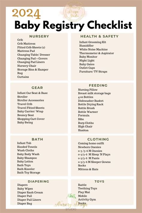 Baby Registry Checklist Printable Pdf Nursery Design Studio