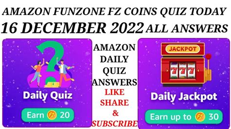 16 December 2022 Amazon Funzone FZ Coins Daily Quiz Answers Today