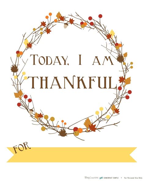 Free Printable Today I Am Thankful For