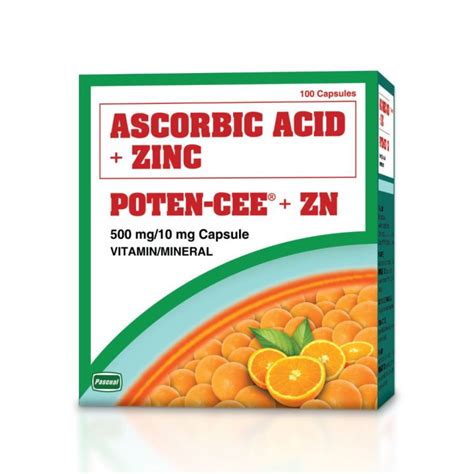 Poten Cee With Zinc Ascorbic Acid Zinc 500mg 10mg 100 Capsules Box Lazada Ph