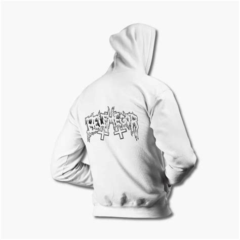 Belphegor Band Hoodie, Belphegor Logo White Hooded Sweatshirt, Black ...