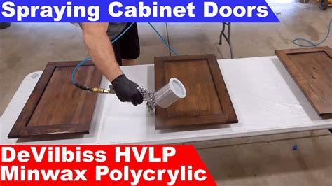 Diy Smooth Finish On Cabinet Doors With Minwax Polycrylic And Devilbiss Hvlp Spray Gun Youtube