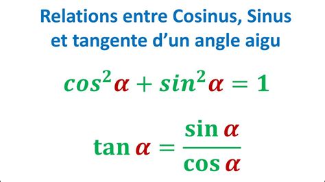 COURS Relations Entre Cosinus Sinus Et Tangente Dun Angle Aigu