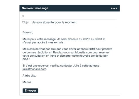 Message d absence modèles et exemples prêts à être utilisés