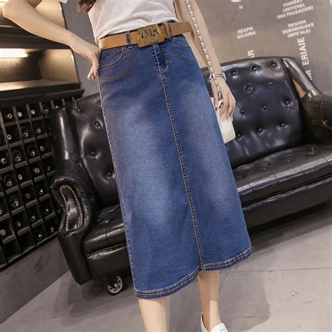 Dames Taille Haute Long Jeans Jupes Nouveau Style Preppy Mode