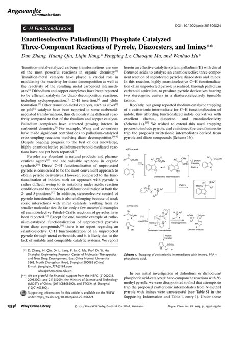 PDF Enantioselective Palladium II Phosphate Catalyzed Three