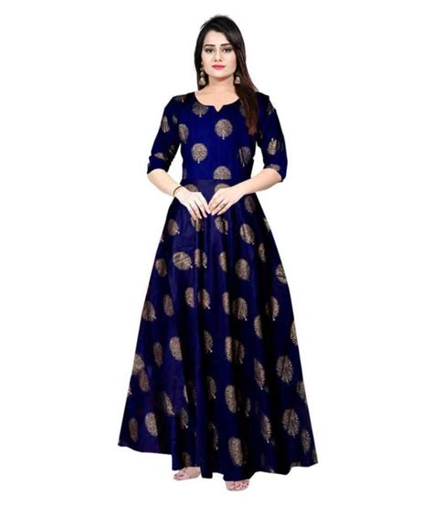 Anarkali Blue Rayon Gown Buy Anarkali Blue Rayon Gown Online At Best