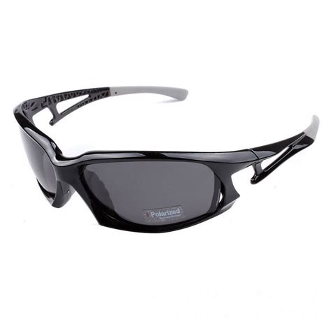 Wrap-Around Cycling Polarized Sunglasses Black Frame