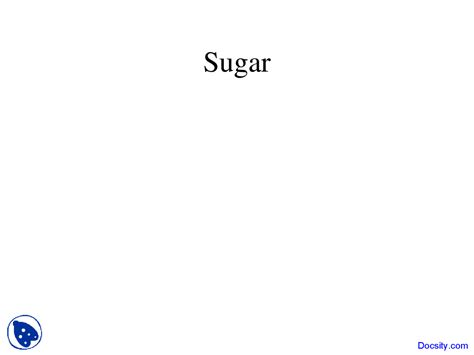 Sugar Socio Economic Impact Of Plants Lecture Slides Docsity