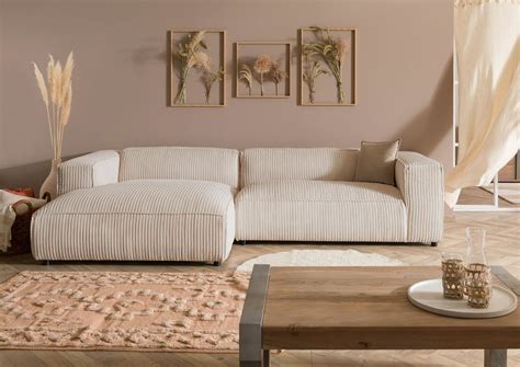 Ecksofa Mit Cord Bezug In Beige Massivmoebel