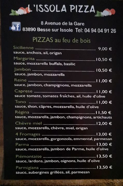 Menu At L Issola Pizza Restaurant Besse Sur Issole