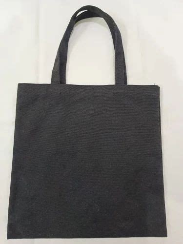 Printed Loop Handle Black Cotton Canvas Tote Bag 10 20 Kgs Size