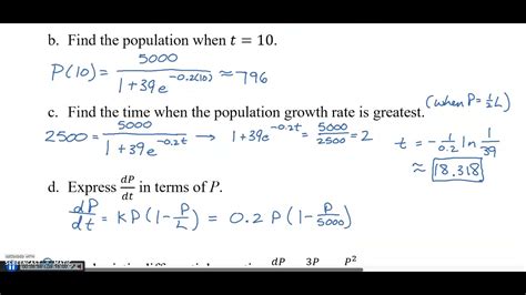 Ap Calculus Bc Differential Equations Logistic Growth 3 Of 4 Youtube