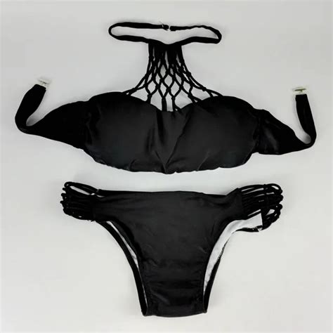 Sexemara 2017 Women Sexy Bikini Tops Swimwear High Neck Mesh Hollow Out