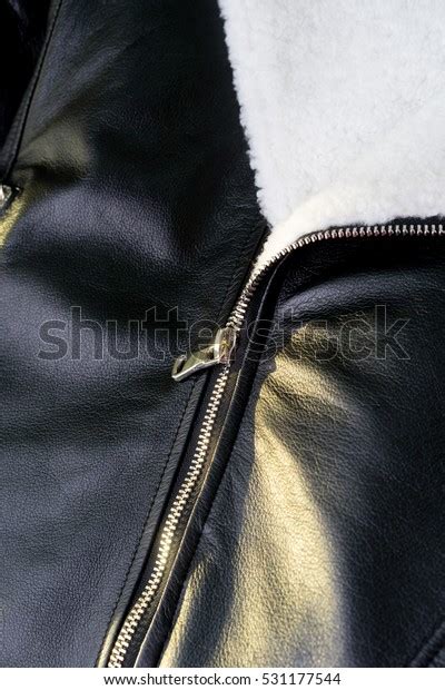 Black Leather Jacket Zipper Close Stock Photo Edit Now 531177544