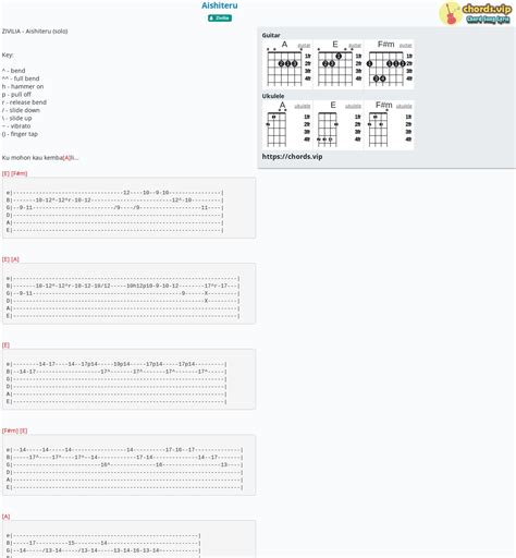 Chord: Aishiteru - Zivilia - tab, song lyric, sheet, guitar, ukulele ...