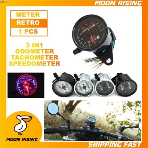 V Motorcycle Kmh Speedometer With Led Odometer Universal Cafe