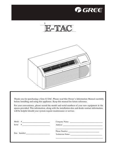 Gree Etac Hp V A Handleiding Pagina S