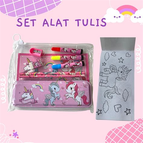 Jual Paket Alat Tulis Set Stationary Tempat Pensil Cewek Perempuan Kado