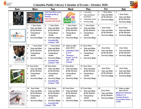 COLUMBIA SPY: Columbia Public Library Calendar of Events - October 2020