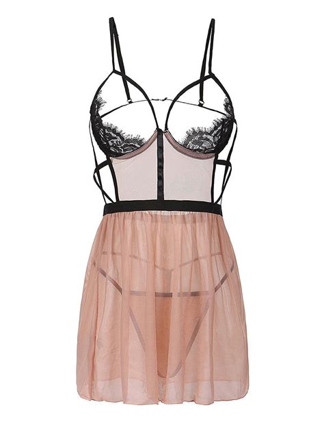 Hot Sexy Lingerie Women Open Cup Chemise Backless Dress Set Sleepwear G String EBay